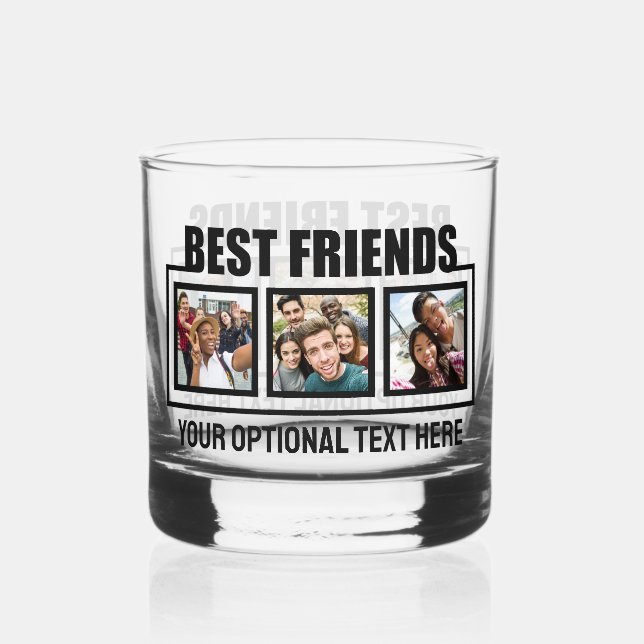 Verre À Whisky Meilleurs amis photos et texte personnalisés (Verso)