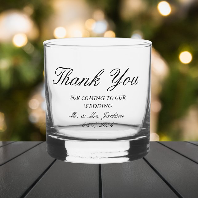 Verre À Whisky Merci de mariage personnalisé élégant (Elegant Custom Wedding Thank You Whiskey Glass
)