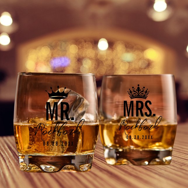 Verre À Whisky Minimal Script Custom Wedding Set of 2 (Créateur téléchargé)