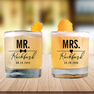 Verre À Whisky Minimal Script Custom Wedding Set of 2