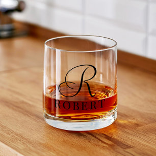 Verre À Whisky Monogramme Classique Nom Personnalisé