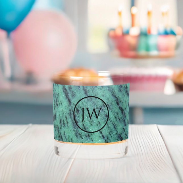Verre À Whisky Monogramme de pierre minérale Zoisite verte (Insitu (Baby Shower))