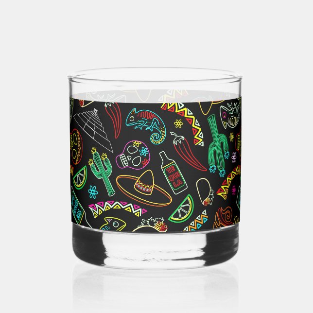 Verre À Whisky Motif de Fiesta du Mexique (Recto)