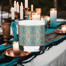 Motif floral minimaliste cuivre turquoise élégant