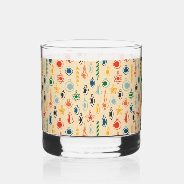Verre À Whisky Motif rétro du milieu du siècle avec jouets d'arbr (Verso)