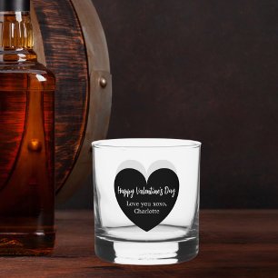 Verre À Whisky Noir coeur blanc Saint Valentin