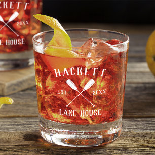 Verre À Whisky Nom de famille Lake House Oars Logo