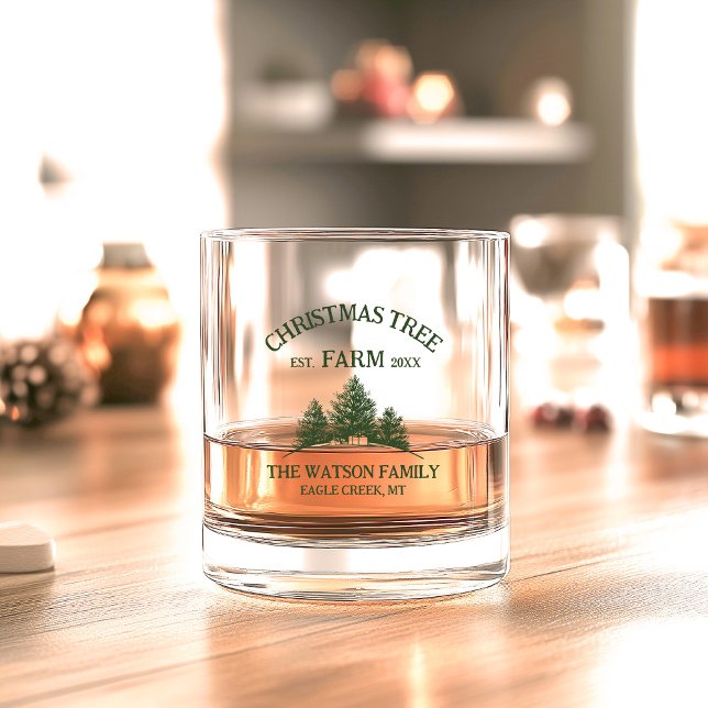 Verre À Whisky Nom de famille personnalisé Christmas Tree Farm Re (Créateur téléchargé)