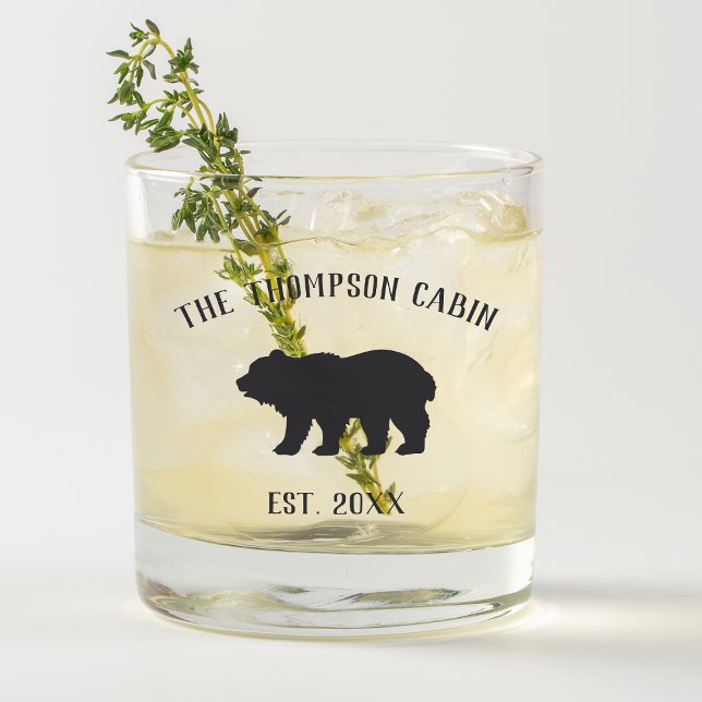 Verre À Whisky Nom de famille personnalisé de l'ours rustique (Créateur téléchargé)