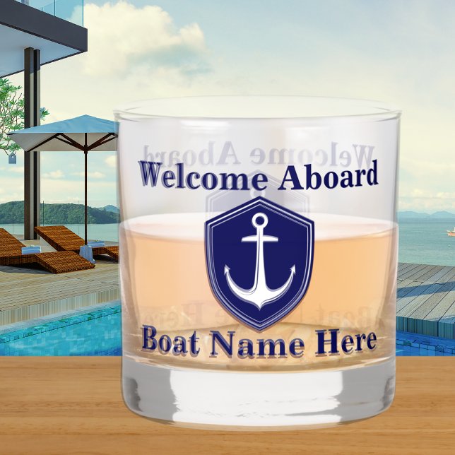 Verre À Whisky Nom du bateau nautique personnalisé Ancre Marine B (Créateur téléchargé)