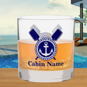 Verre À Whisky Nom du bateau nautique personnalisé Ancre Marine B