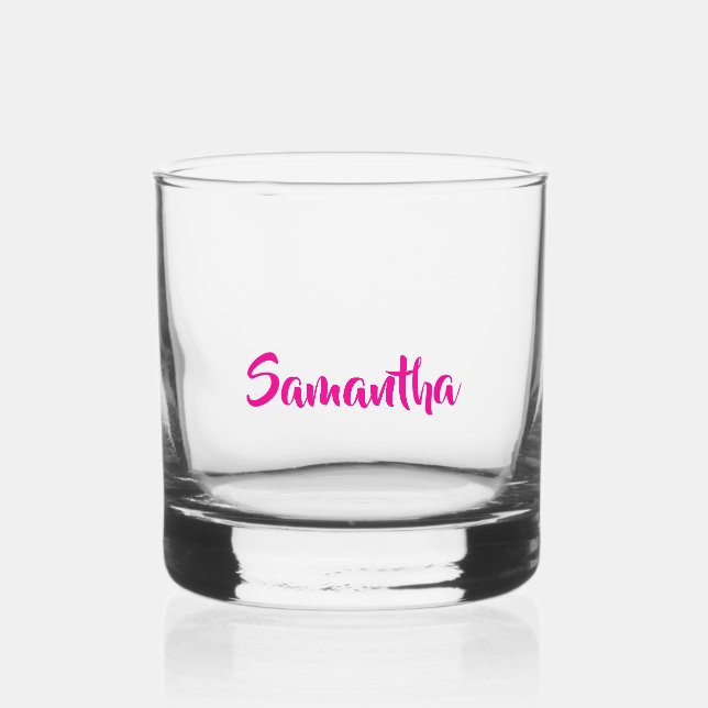 Verre À Whisky Nom du monogramme rose personnalisé (Recto)