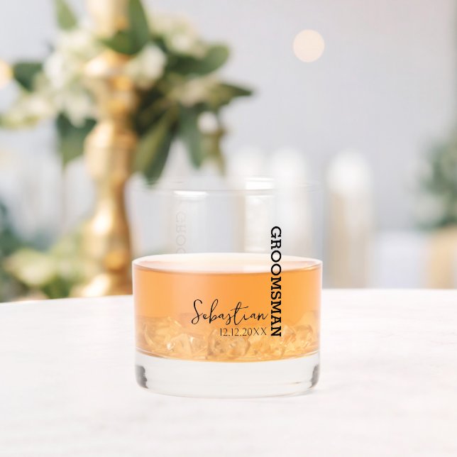 Verre À Whisky Nom élégant Mariage personnalisé Groomsman (Insitu (Mariage))