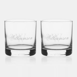 Verre À Whisky Nom et monogramme en gris