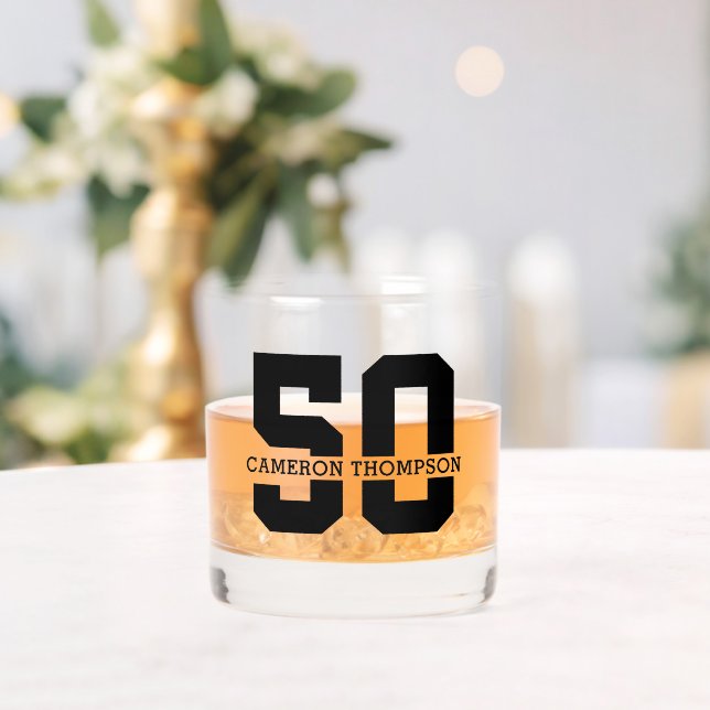 Verre À Whisky Nom personnalisé 50e anniversaire Moderne (Insitu (Mariage))
