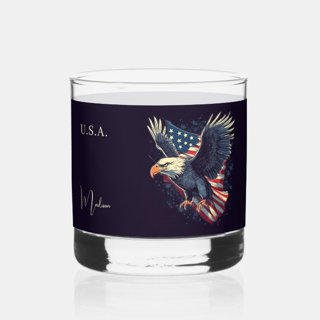 Verre À Whisky Nom personnalisé Aigle américaine (Verso)