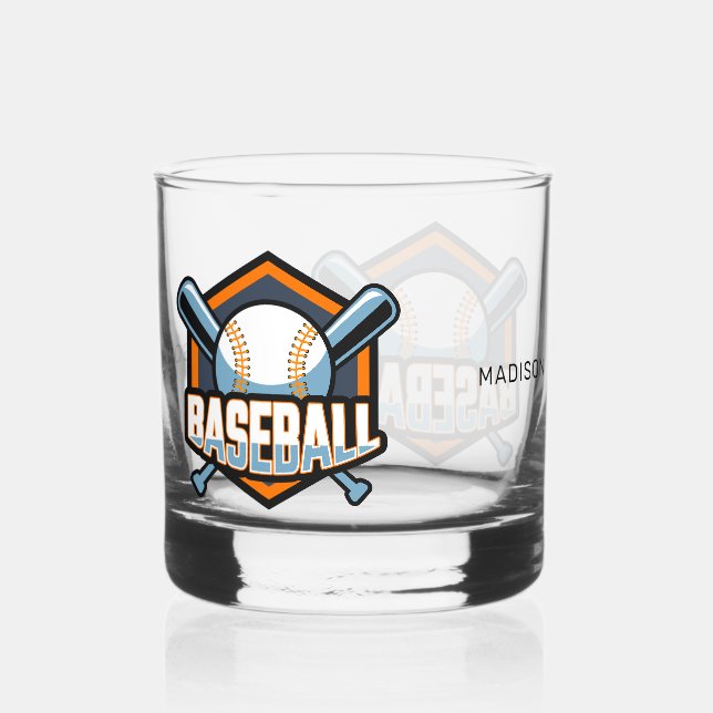 Verre À Whisky Nom personnalisé Baseball (Recto)