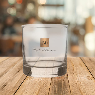 Verre À Whisky nom personnalisé élégant script or 50 ans