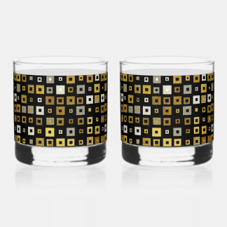 Verre À Whisky Or noir argent blanc motif géométrique moderne