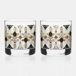 Verre À Whisky Or noir rouge motif géométrique moderne