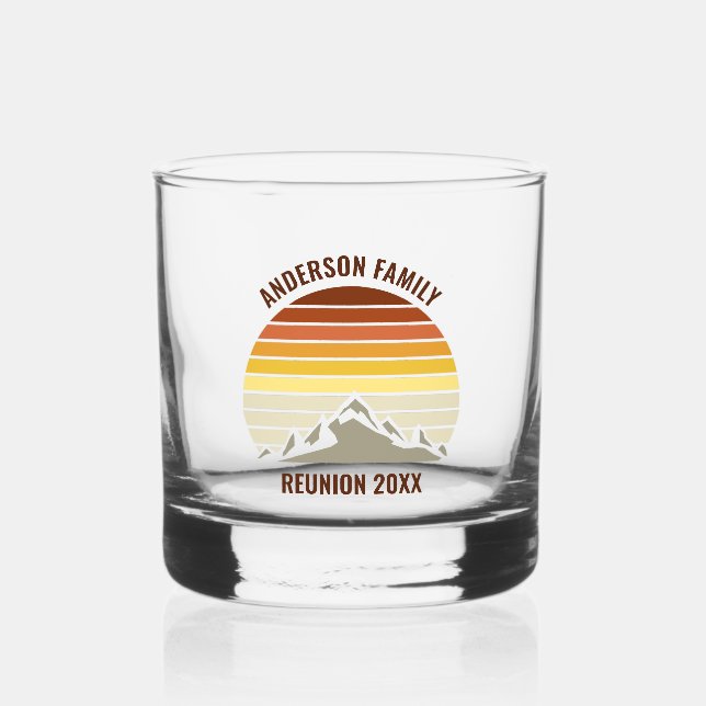 Verre À Whisky Orange Sunset Mountain Retro Réunion de famille (Recto)