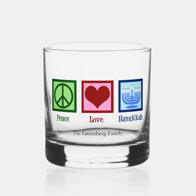 Verre À Whisky Peace Love Hanukkah Cute Custom (Recto)