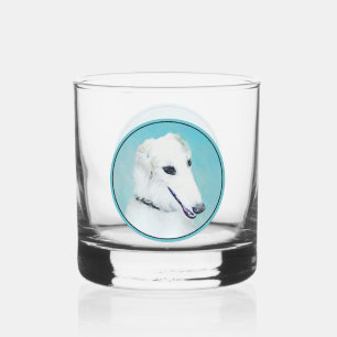 Verre À Whisky Peinture de Borzoi (Blanc) - Joli Chien d'origine