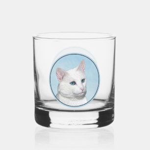 Verre À Whisky Peinture de chat blanc - Cute Original Cat Art