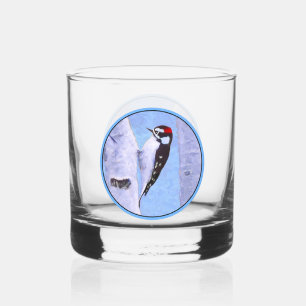 Verre À Whisky Peinture Downy Woodpecker - Art original pour oise