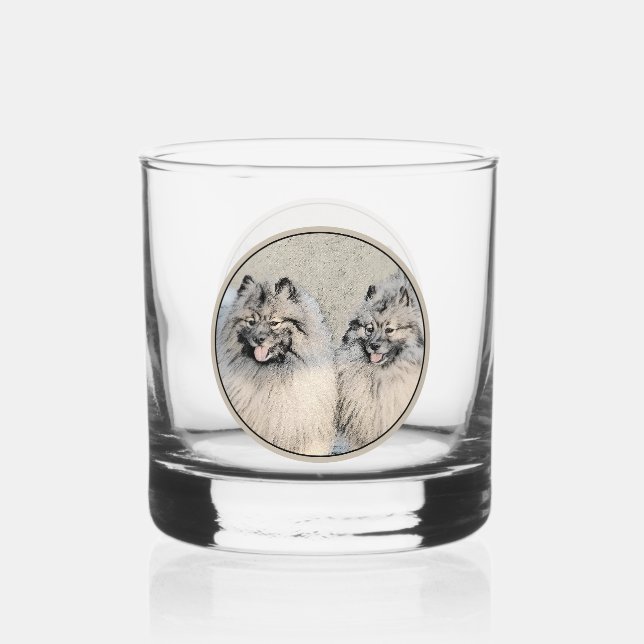 Verre À Whisky Peinture Keeshond Brothers - Art Chien original (Recto)