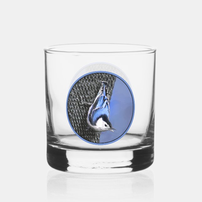 Verre À Whisky Peinture Nuthatch à poitrine blanche Art original (Recto)