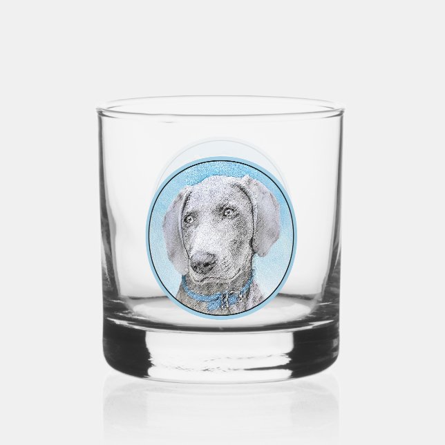 Verre À Whisky Peinture Weimaraner - Joli art original chien (Recto)