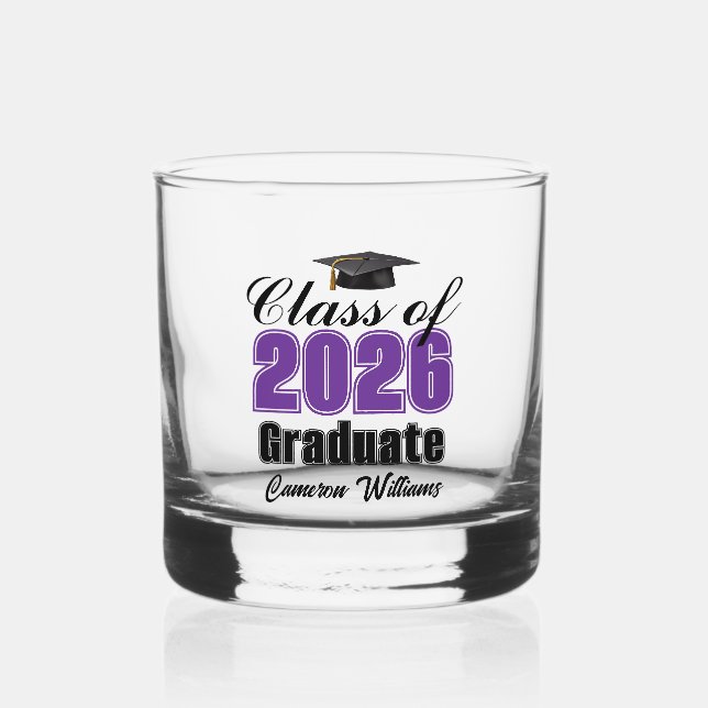 Verre À Whisky Personalized Purple Class of 2026 Graduation (Recto)