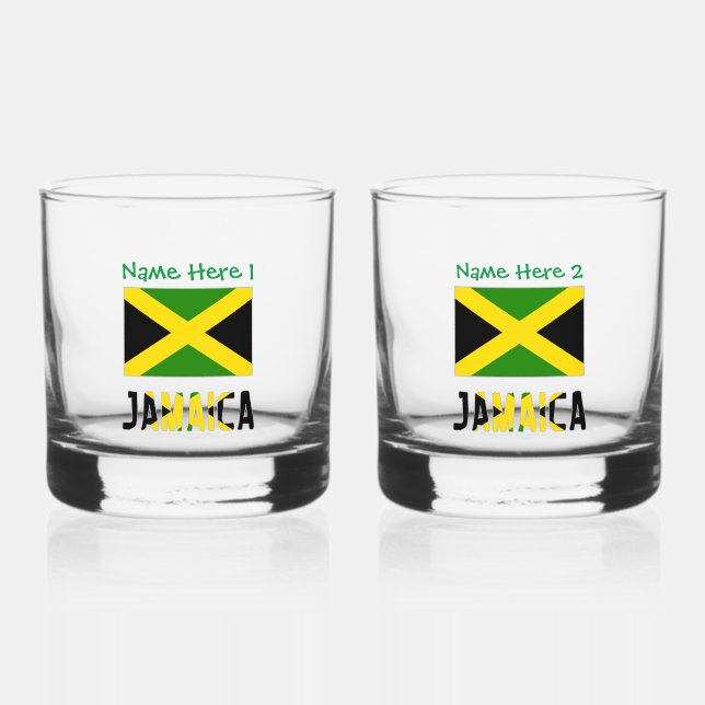 Verre À Whisky Personnalisation verte du drapeau jamaïcain (Recto)