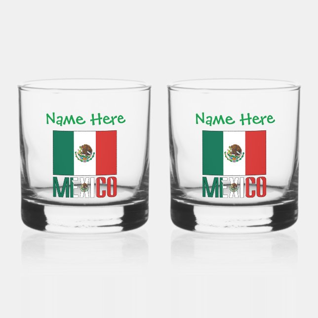 Verre À Whisky Personnalisation verte du drapeau mexicain (Recto)
