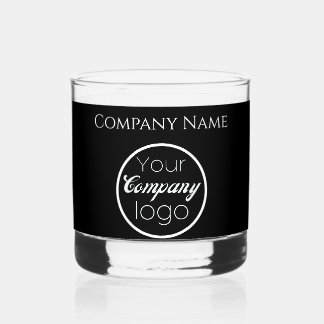 Verre À Whisky Personnalisé noir blanc Ajouter logo ici promo