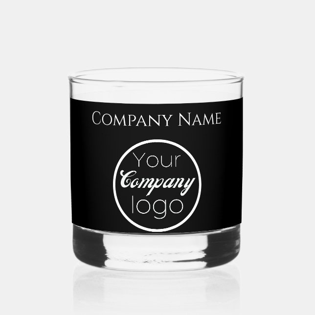 Verre À Whisky Personnalisé noir blanc Ajouter logo ici promo (Recto)