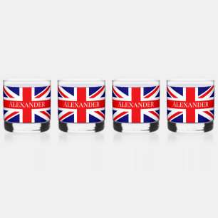 Verre À Whisky Personnaliser avec le nom British National Flag