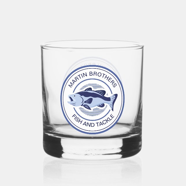 Verre À Whisky Poisson sur mesure et boutique Pêcheur bleu (Recto)