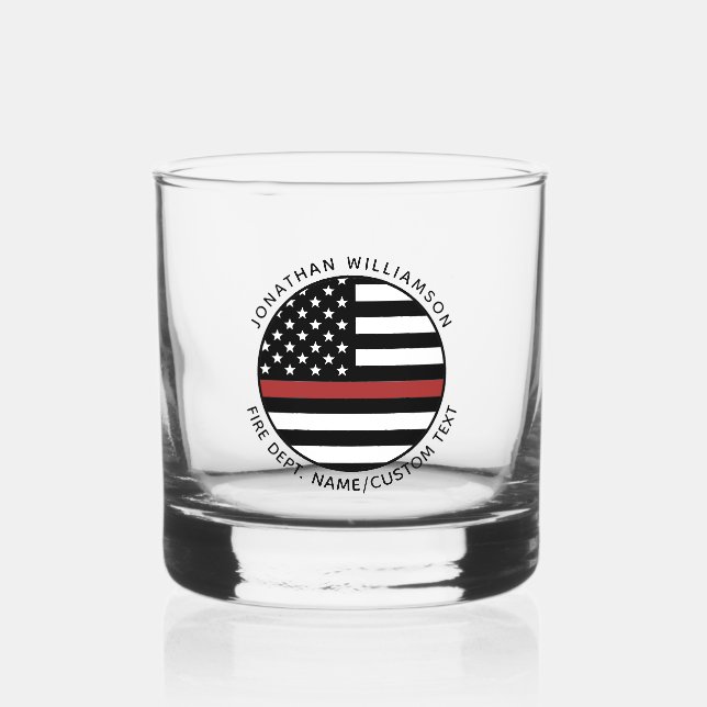 Verre À Whisky Pompier personnalisé Mince Red Line USA Drapeau (Recto)
