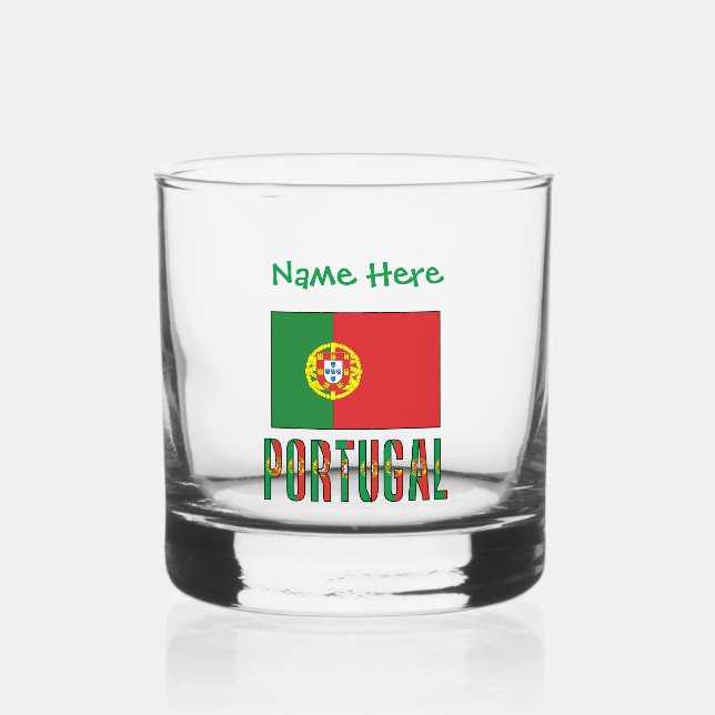 Verre À Whisky Portuguese Flag Green Personalized (Recto)