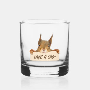 Verre À Whisky Prendre Un Tir Drôle Écureuil Visage Personnalisab