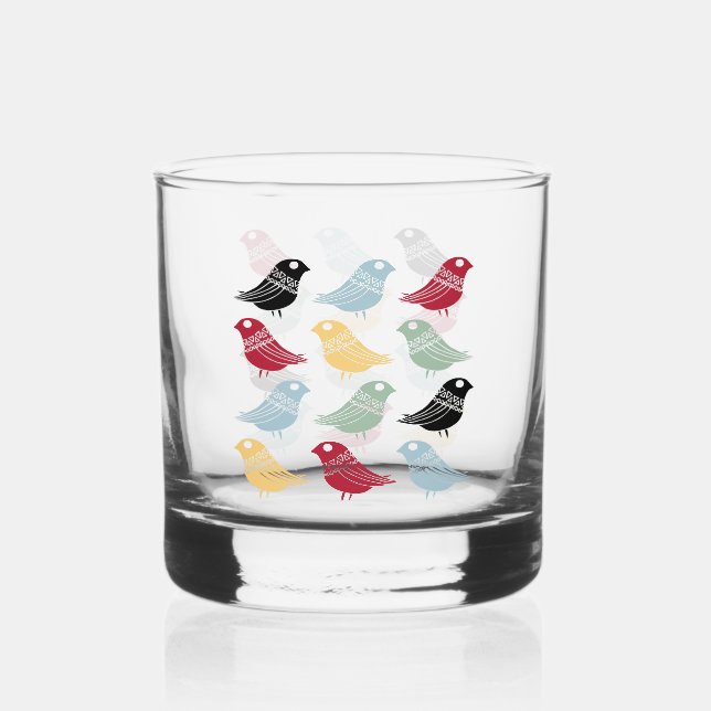 Verre À Whisky Quirky Abstract Birds Mid Century Danish Modern (Recto)