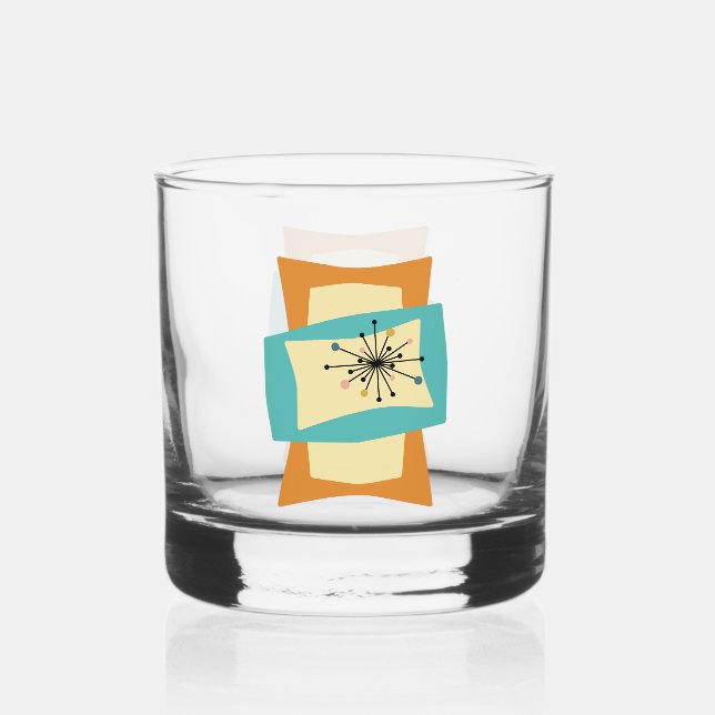Verre À Whisky Rectangles pointues Abstraites du milieu du siècle (Recto)