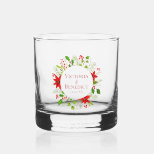 Verre À Whisky Red Poinsettia Mariage de vacances Personnalisé