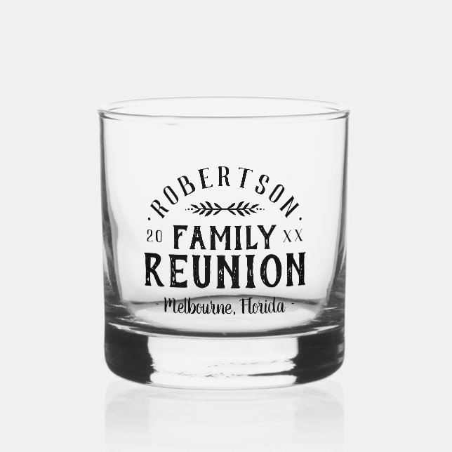 Verre À Whisky Retrouvailles familiales personnalisées rustiques  (Recto)