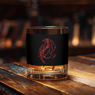 Verre À Whisky Rouge Tribal Dragon Noir