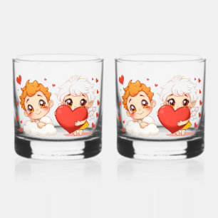 Verre À Whisky Saint-Valentin 2025 : Angels mignons et joyeux 👼