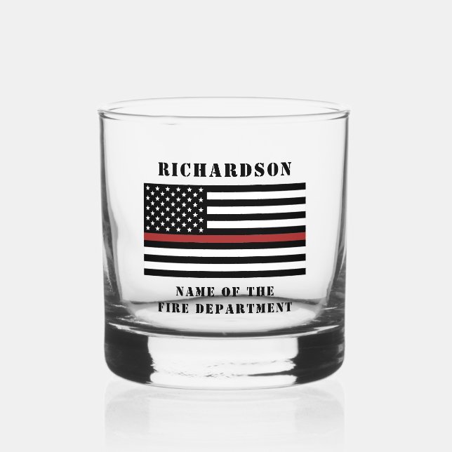 Verre À Whisky Service d'incendie de la ligne rouge mince (Recto)