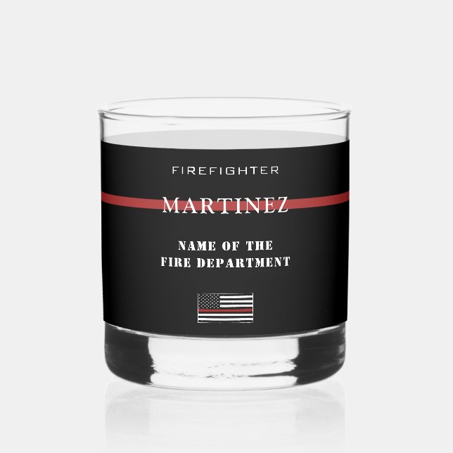 Verre À Whisky Service d'incendie de la ligne rouge mince (Recto)
